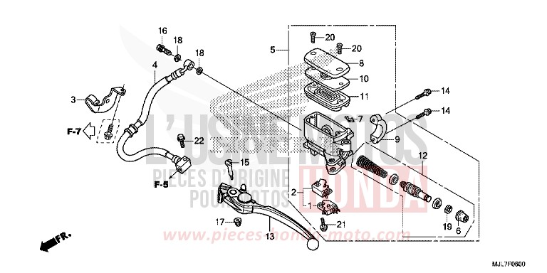 MAITRE-CYLINDRE FREIN AR. de Integra 750 MAT BULLET SILVER (NH389) de 2014